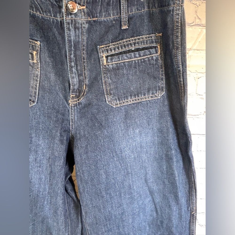 Old Navy Dark Wash High Rise Nautical Beach Classic Preppy Wide Leg Jeans 16